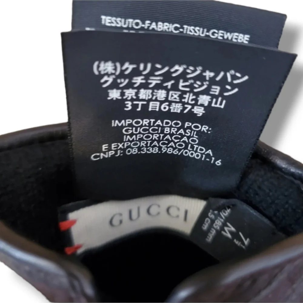 NWT Gucci G Metal Logo Black Marmont Leather Cashmere Lined Gloves 7.5 USA & Box